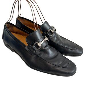 Magnanni Rafa II loafers black leather horsebit mens size 10 slip on shoes